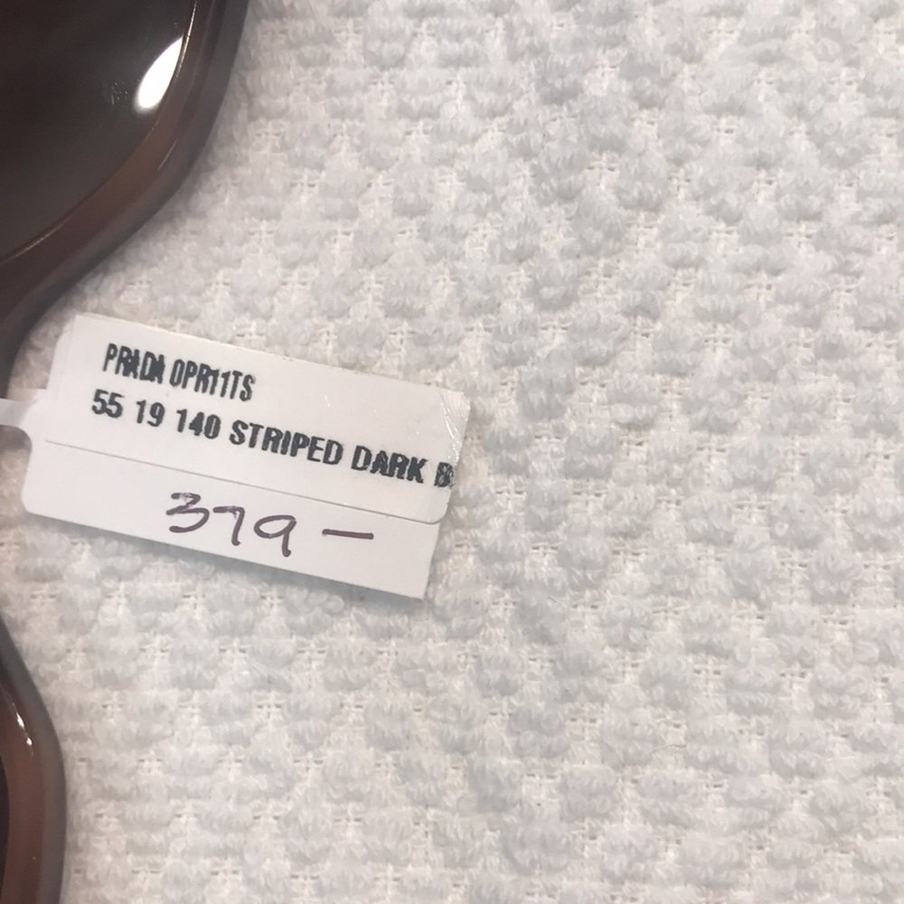 Rare discontinued Prada 11T striped dark brown womens sunglass. New with tags. - Picture 7 of 9